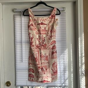 100% Cotton Mini Beaded Asian Inspired Print Dress